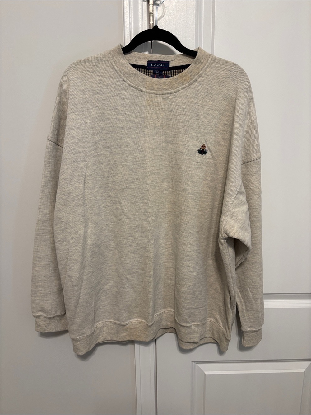 Gant Cream/Oatmeal Crewneck Sweater with Small Logo 2X Mens